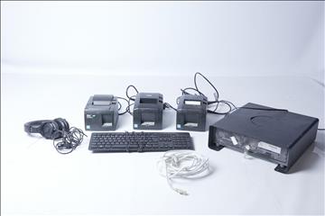 Kassasystem - 3 st kvittoskrivare, kassalåda, tangentbord och hörlurar