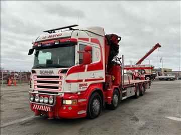 Lastbil Scania R480 8x2-6 Kranflak | Bodbil HMF Thor 8520 K8