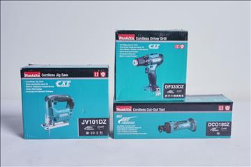 Verktygspaket - Makita JV101DZ Sticksåg, DCO180Z Multiverktyg samt DF333DZ Skruvdragare. Nya.