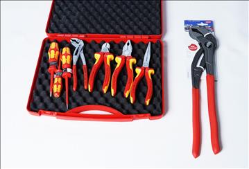 1 st verktygsset för elmontage samt 1 st polygriptång - Knipex 00 21 15 VDE Electro Set, 7-delar samt Knipex Cobra XL. Ny.