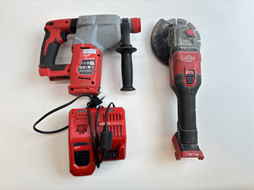 Vinkelslip och Borrhammare Milwaukee, M18 FHSAG150XB, M18 BLHX